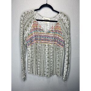 NWT! Savanna‎ Jane Long Sleeve Sage Green Embroidered Top Size S